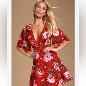 NWT - Lulu's Laclair Surplice Skater Dress - Size Medium - Style #R69116